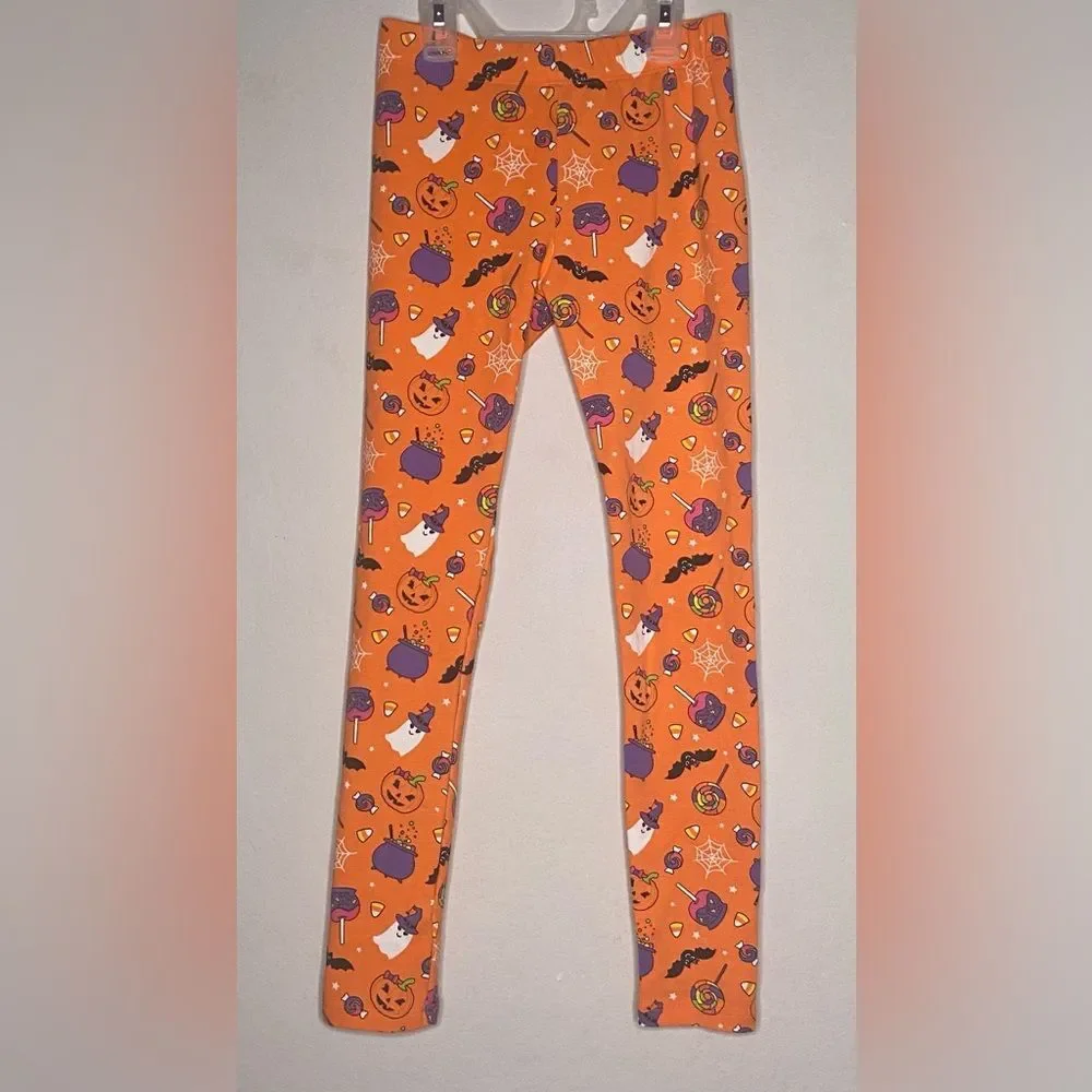 Gymboree Girl Halloween Orange Multi Print Trick or Treat Leggings Size 10